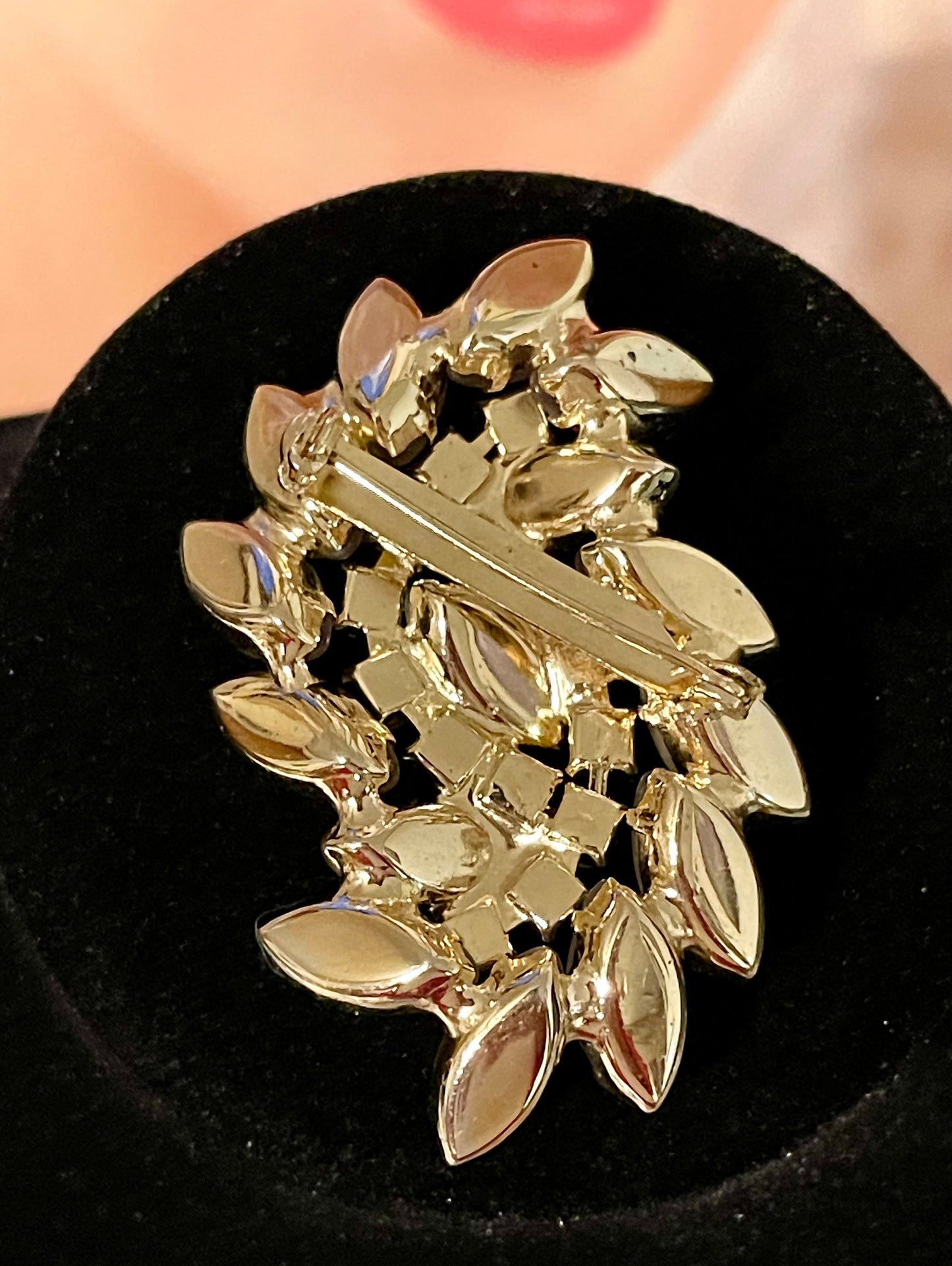 Vintage Satin Purple, Grey and Mauve Rhinestone Brooch