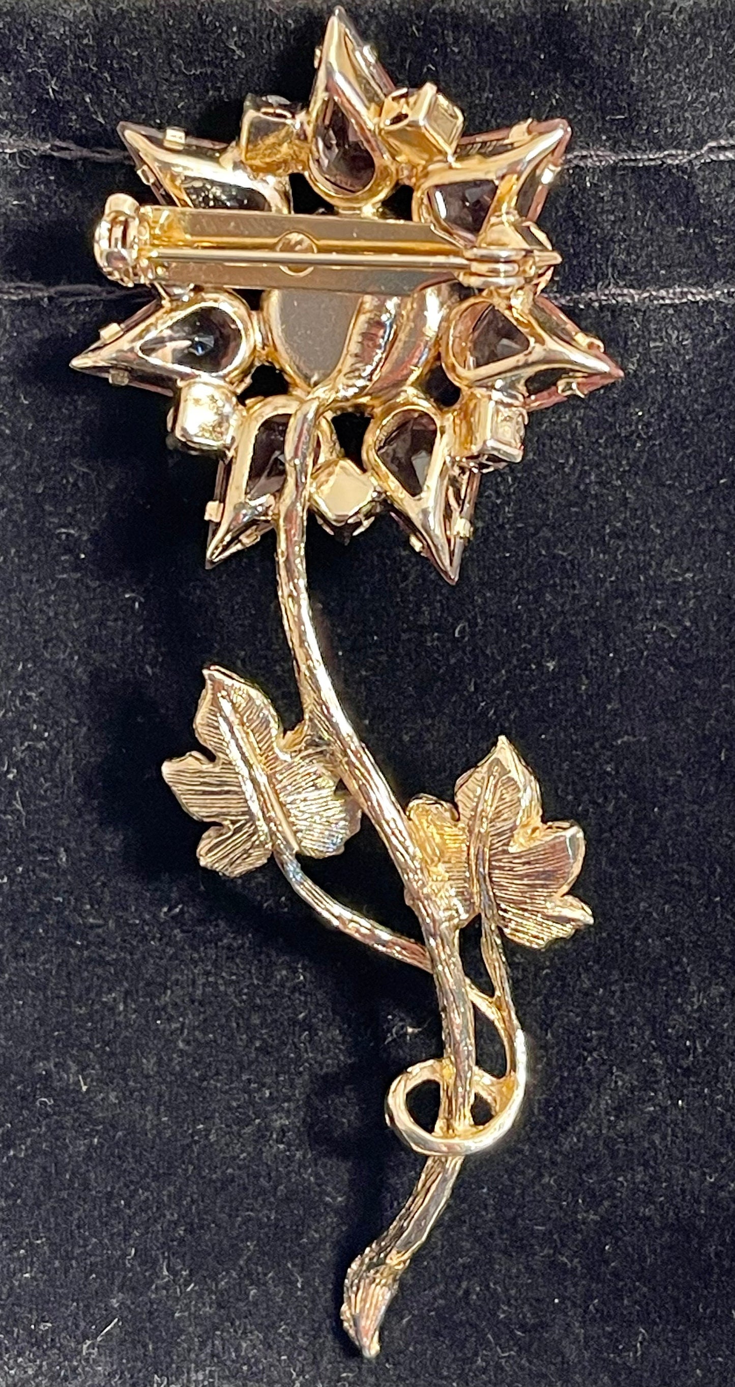 Vintage Purple Glass Flower Brooch