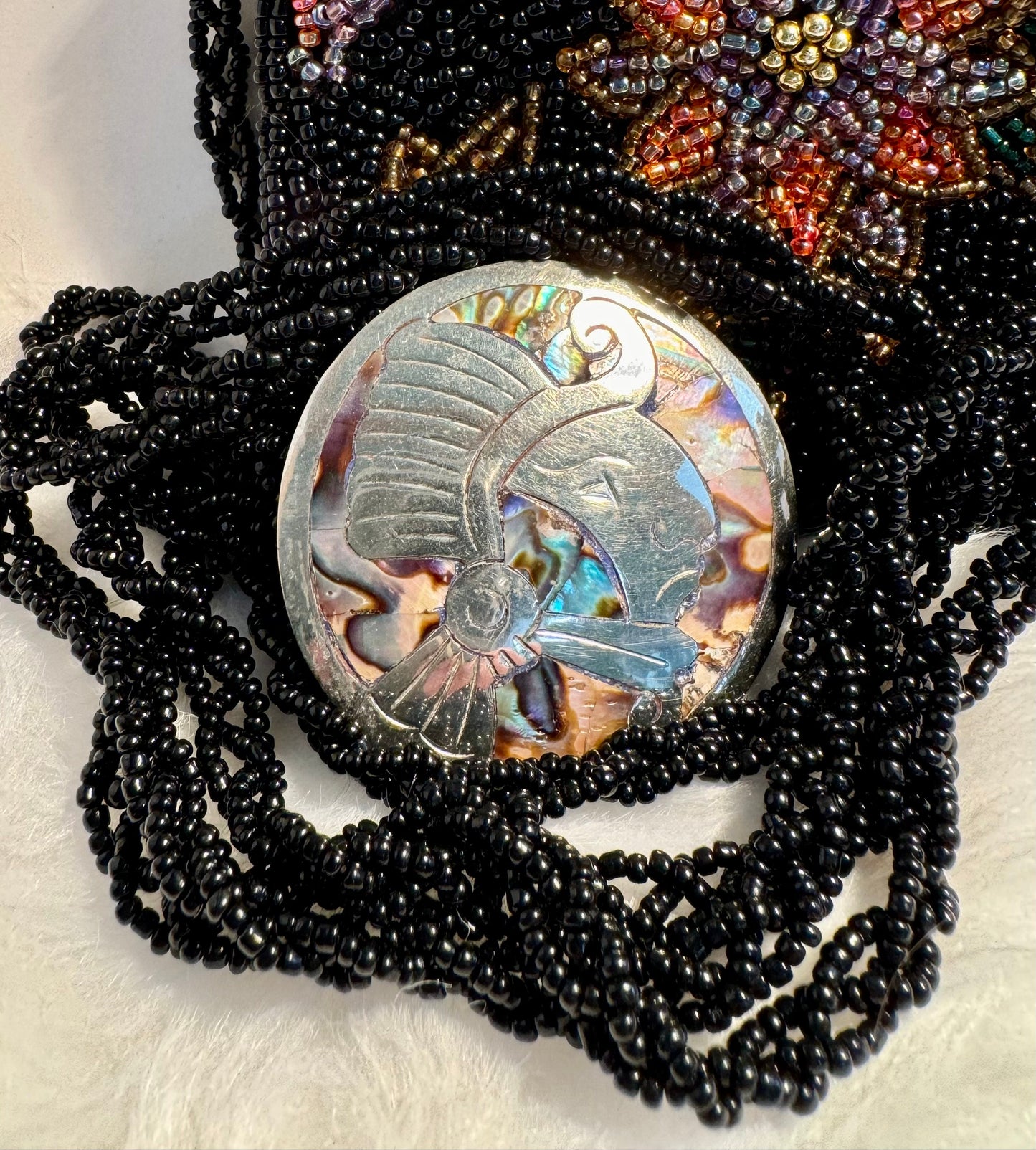 Vintage Taxco Abalone Sterling Silver Warrior Brooch Pendant