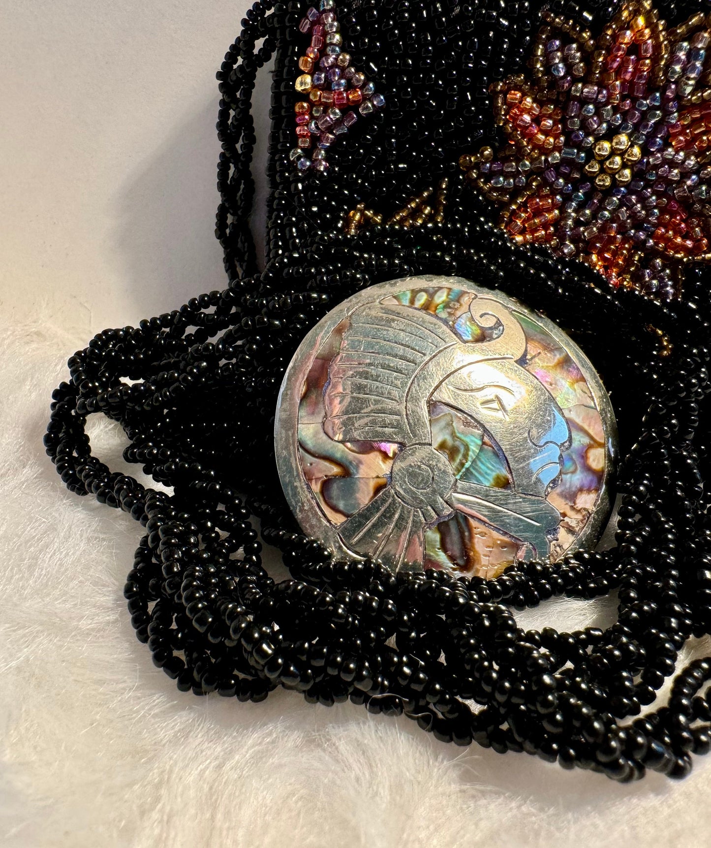 Vintage Taxco Abalone Sterling Silver Warrior Brooch Pendant