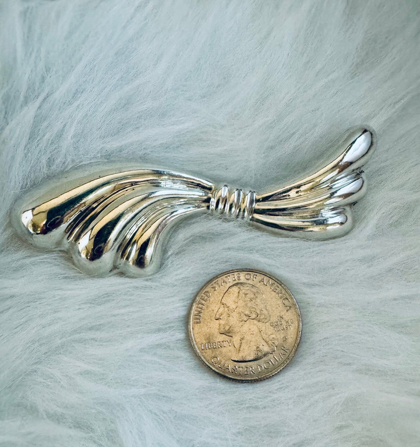 Vintage Sterling Silver Ribbon Pin