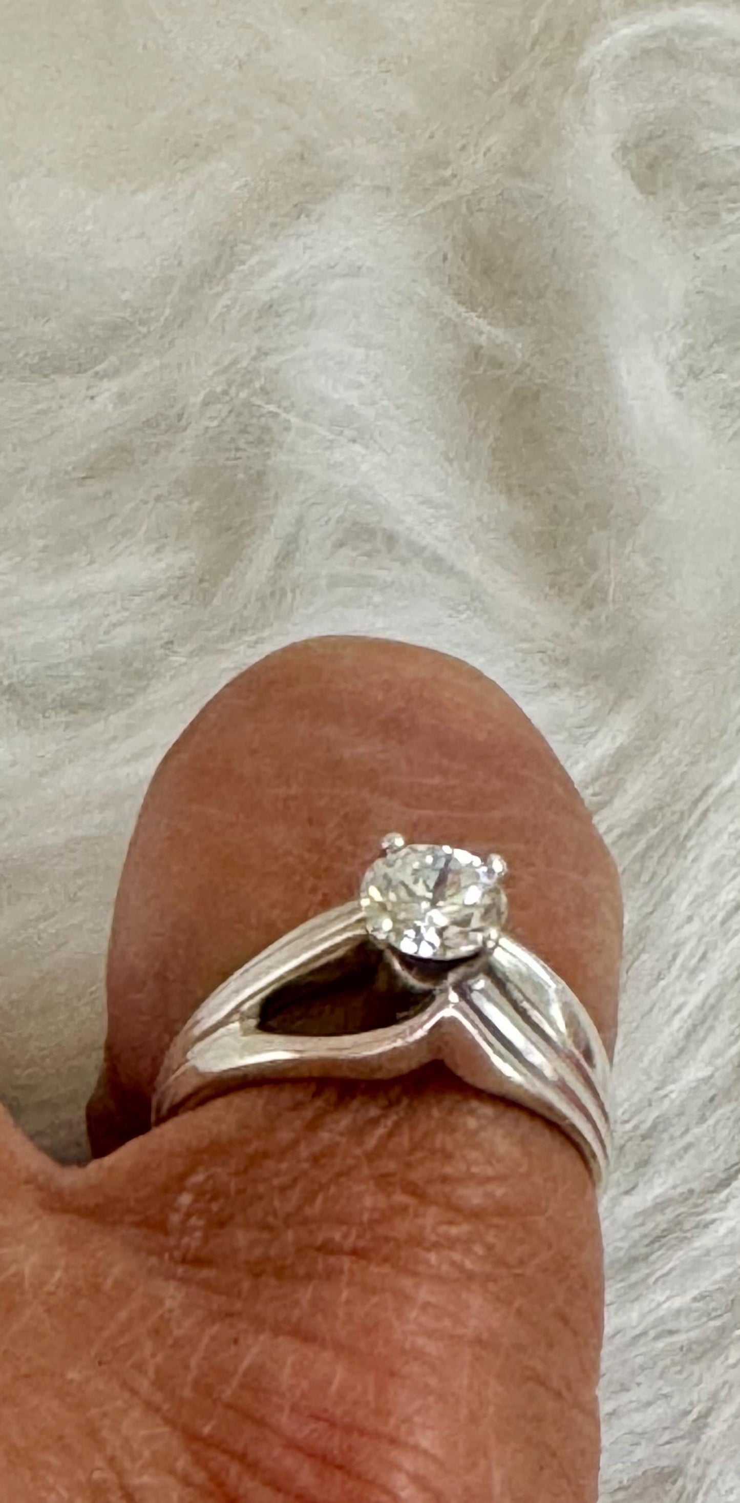 Vintage CZ Solitaire Sterling Silver Ring