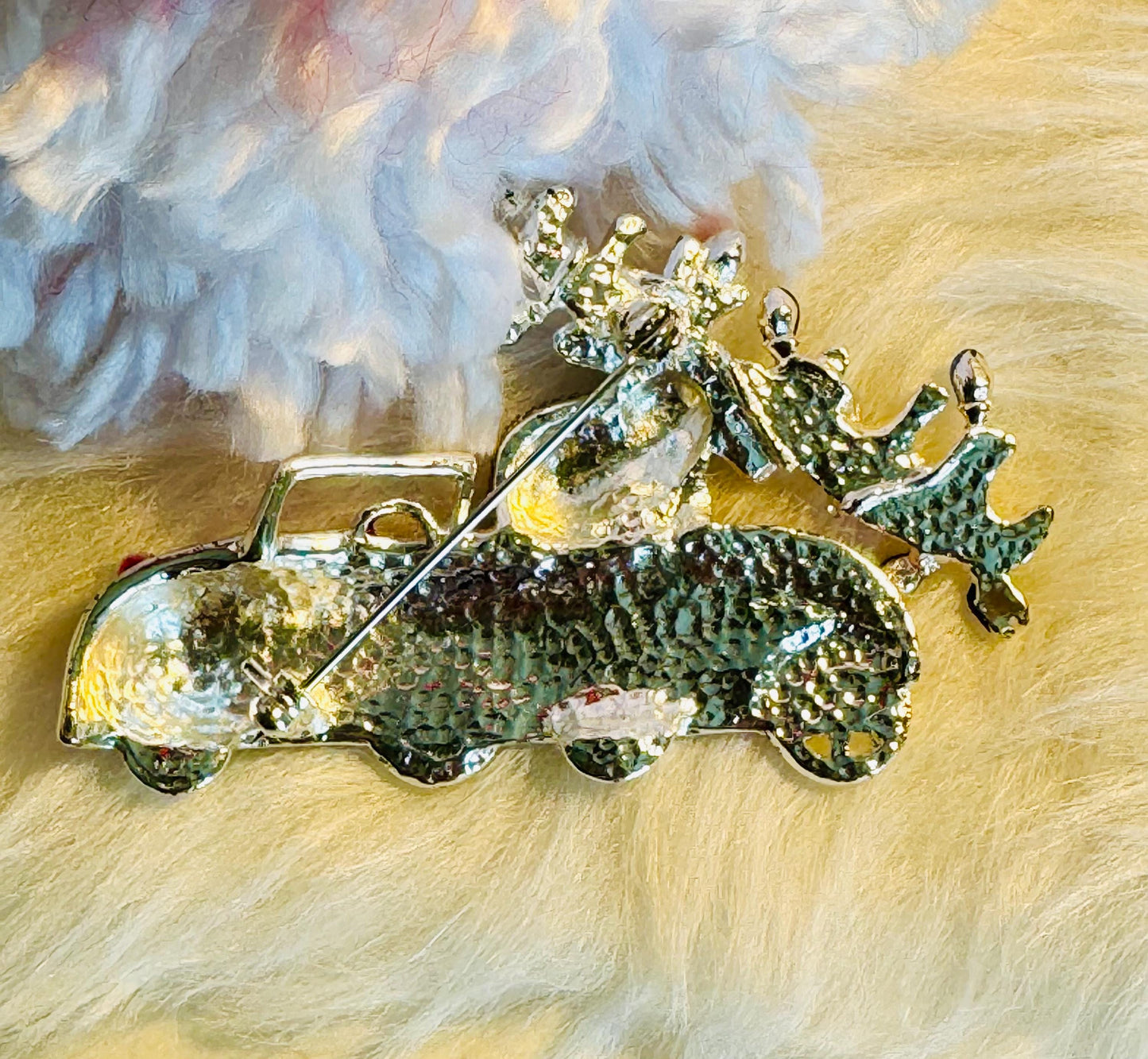 Vintage Christmas Moose Enamel Pin