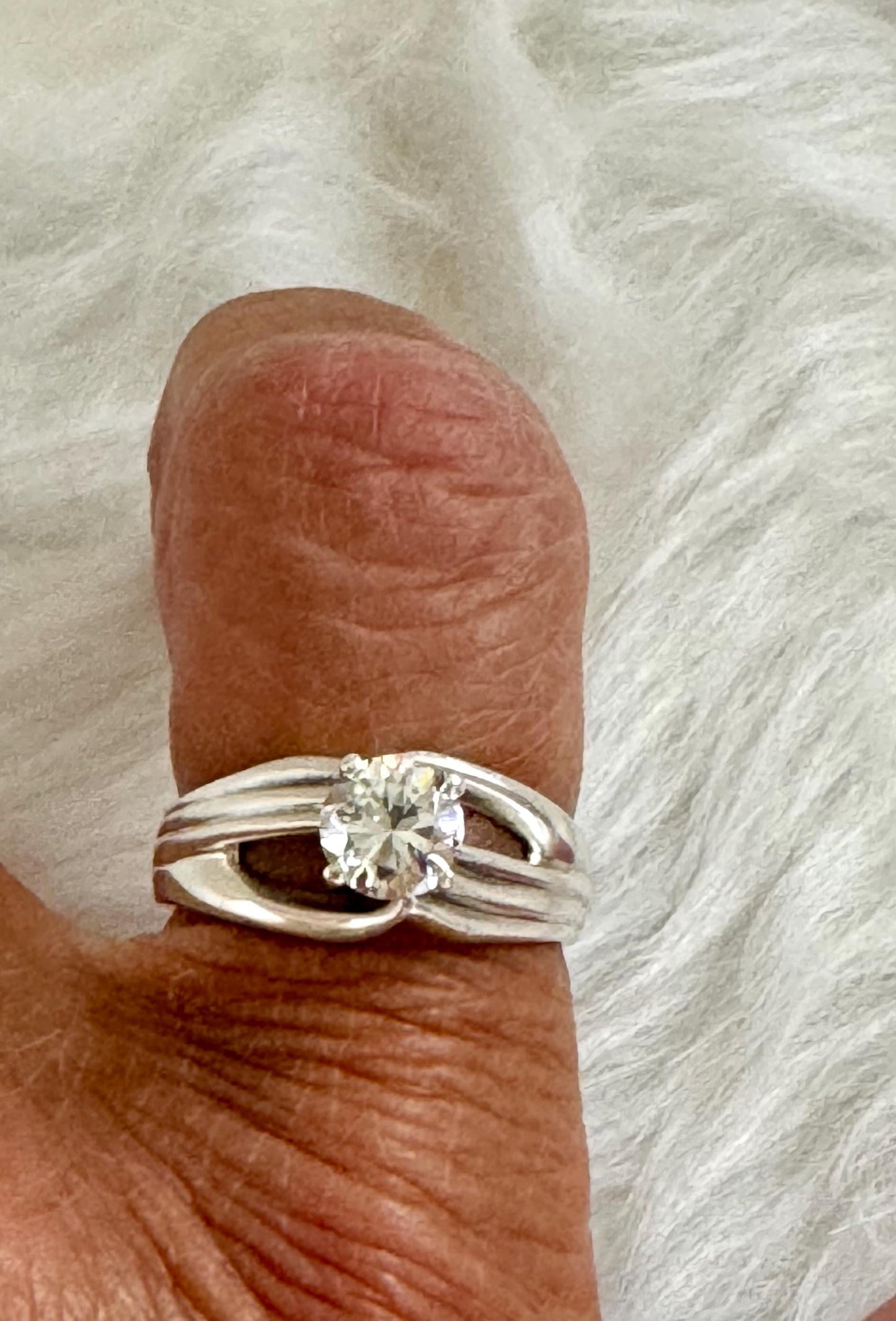 Vintage CZ Solitaire Sterling Silver Ring