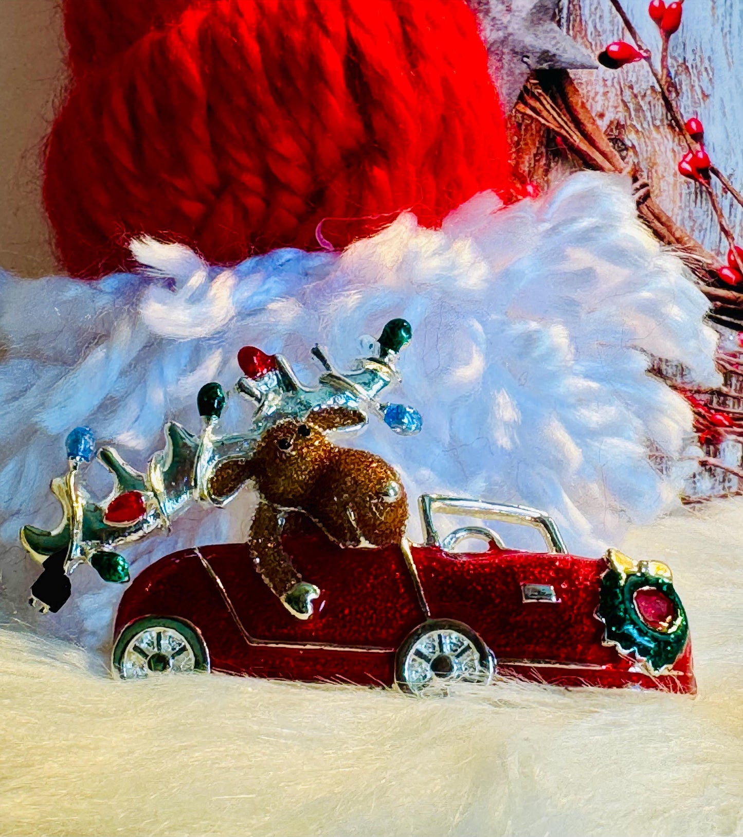 Vintage Christmas Moose Enamel Pin