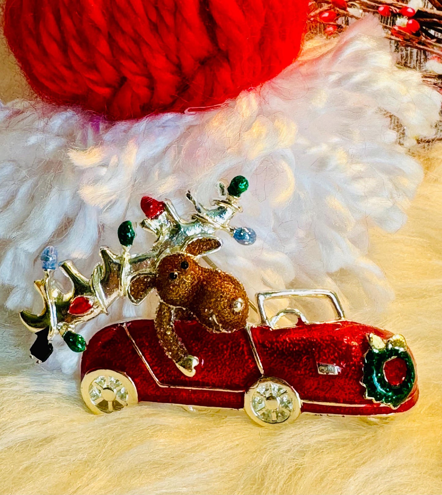 Vintage Christmas Moose Enamel Pin