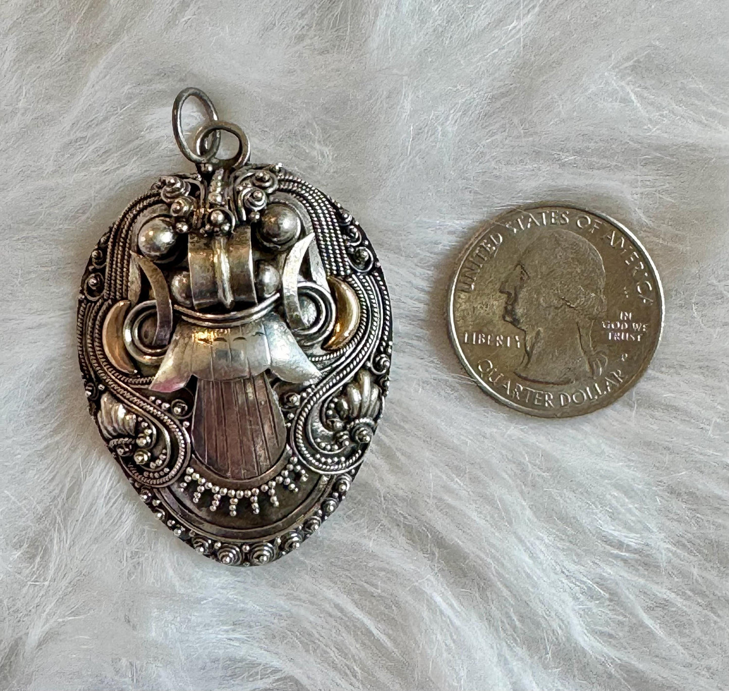 Vintage "Chinese" Sterling Silver Mask Pendant