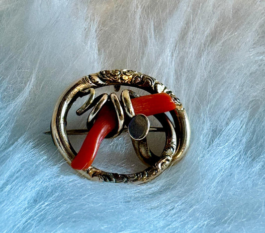 Vintage Coral Lover's Knot Brooch/Pendant