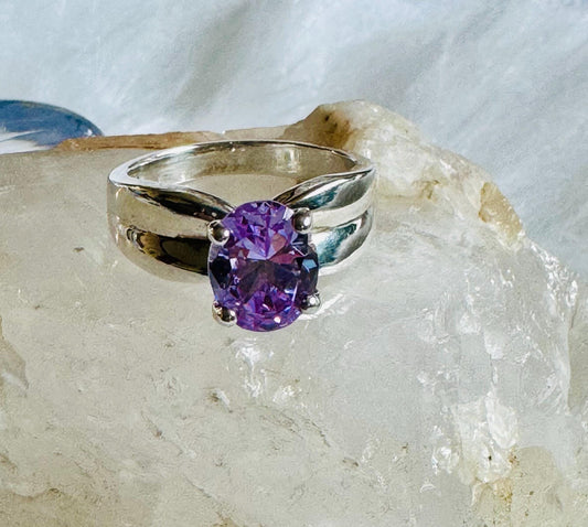 Sterling Silver Purple "Amethyst" color Ring