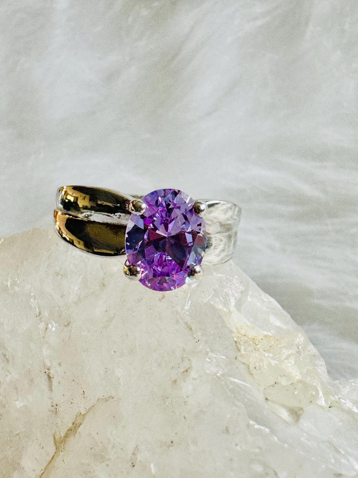Sterling Silver Purple "Amethyst" color Ring