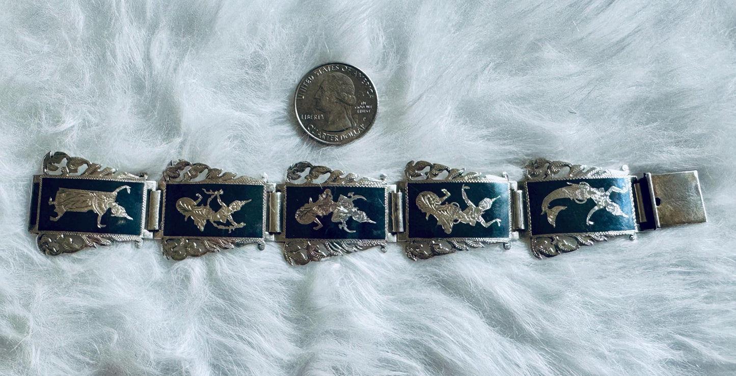 Siam Silver Vintage Bracelet, Earring and Brooch Set