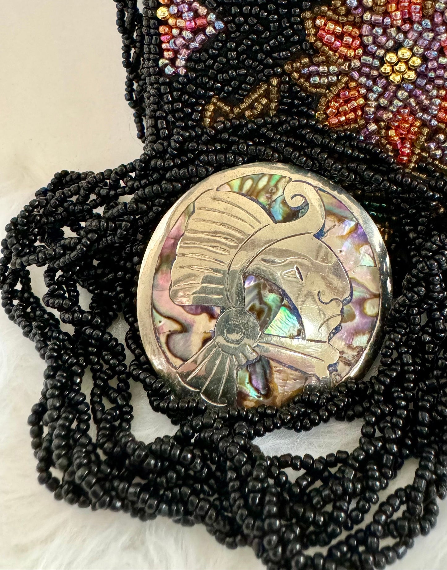 Vintage Taxco Abalone Sterling Silver Warrior Brooch Pendant