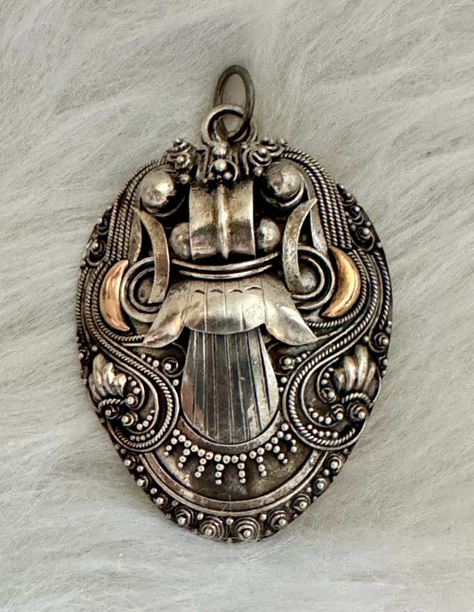 Vintage "Chinese" Sterling Silver Mask Pendant